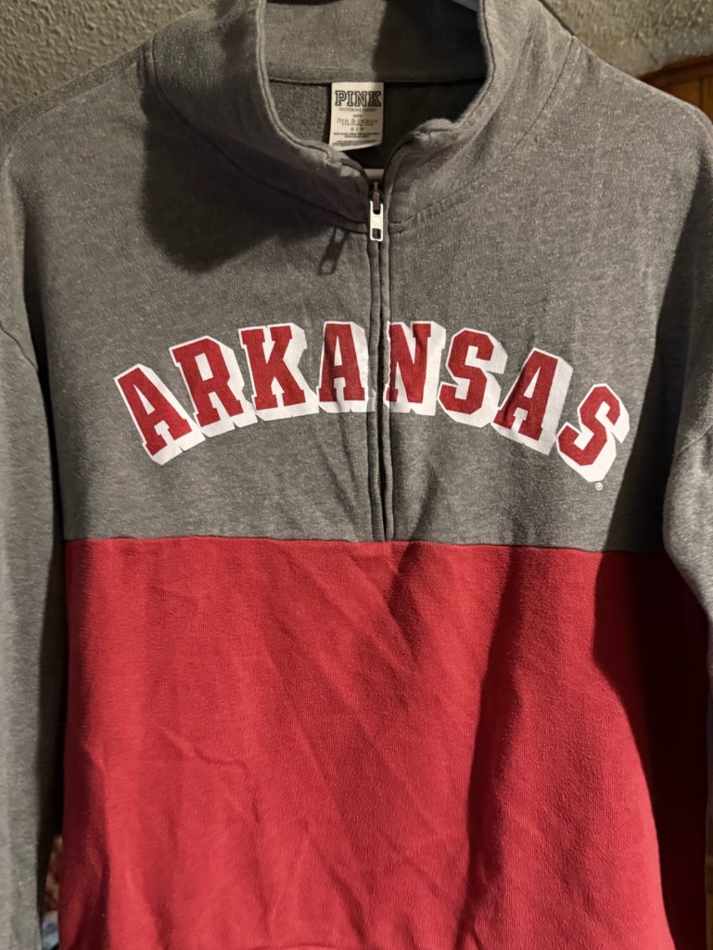 PINK Victoria's Secret ARKANSAS Gray and Red Pullover